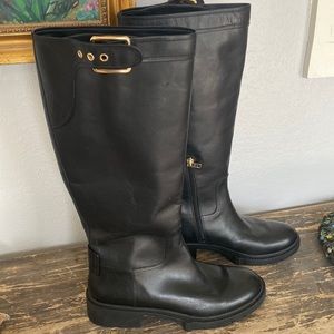COACH black leather knee high tall riding boots size 10